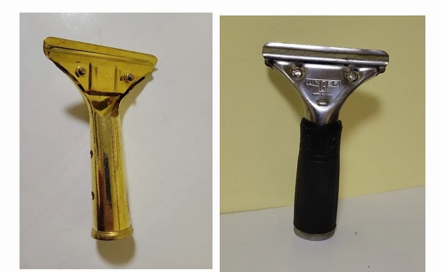 Set Unger Pro Stainless/Gold Brass Squeegee Handle Fast Lock Rubber Grip PR000