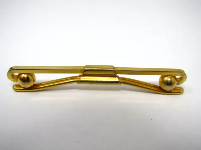 Vintage Collectible Tie Collar Bar Clip: Gold Tone Great Curled Ball Ends Design