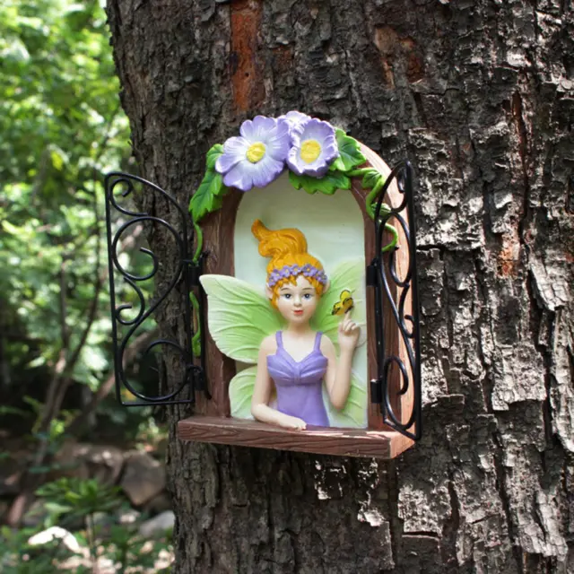Fenêtre féerique pour Sculpture d'arbre, décoration de maison, Figurine