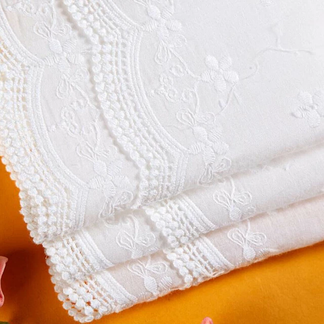 1 Yard Embroidery Trim Floral Cotton Lace Ribbon Wedding Fabric Clothing Sewing