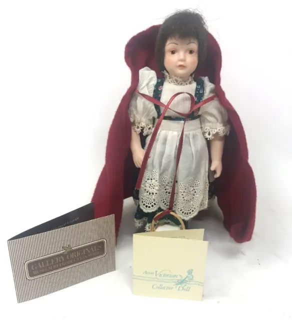 Little Red Riding Hood China Doll 1985 8" Fairy Tale Collection w/stand Avon Vtg