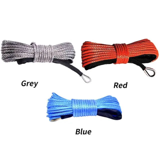 15mx6mm Winch Rope Synthetic 7700lbs Line Cable Car Strap 4WD AVT Boat STOCK