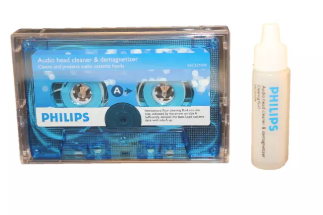 PHILIPS Hochwertige HiFi Audio MC Reinigungskassette + Reinigungsflüssigkeit