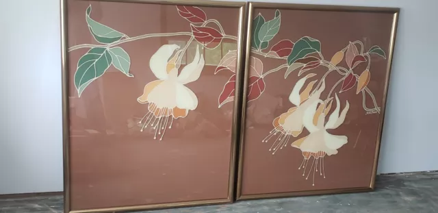Jung Park Floral Artwork Signed/ 2 Piece Set
