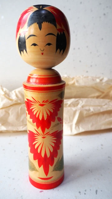 Ancienne Poupée Japonaise Kokeshi Naruko - Artisanale, Signée, Années 1960