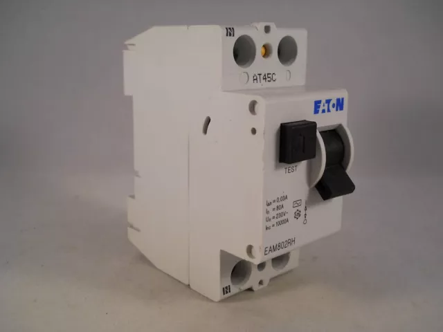 Eaton RCD 80 Amp 30mA Double Pole 80A RCCB Memshield 3 Trip EAM802RH