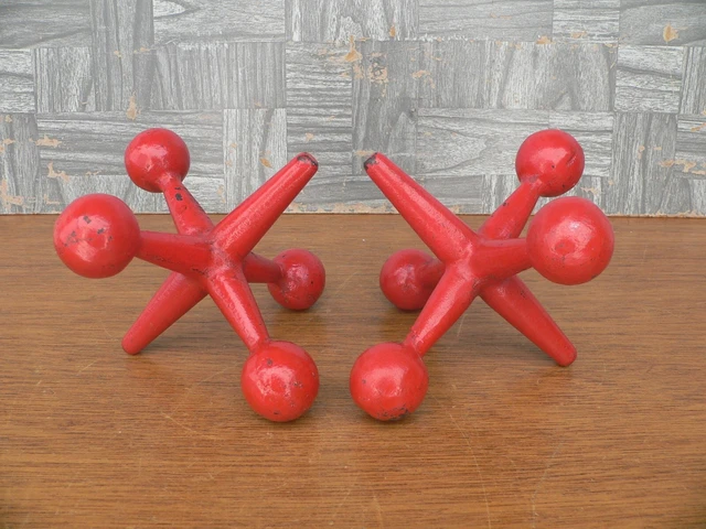 Pair of Large Heavy Cast Iron Jacks Jax Bookends Paperweights Doorstops