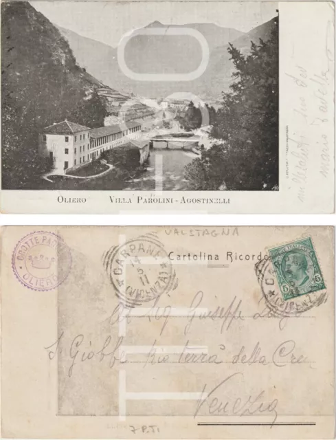Oliero - Villa Parolini-Agostinelli - Valstagna Valbrenta (Vicenza) 1911 Tondolo