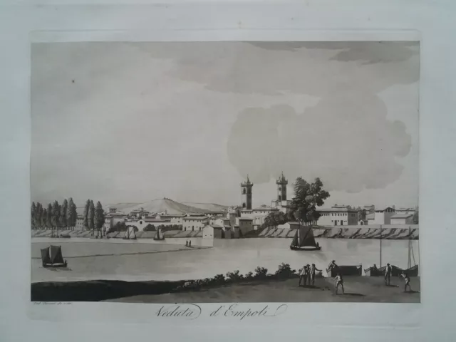 Veduta di EMPOLI Antonio Terreni antica stampa Viaggio Pittorico Toscana 1801