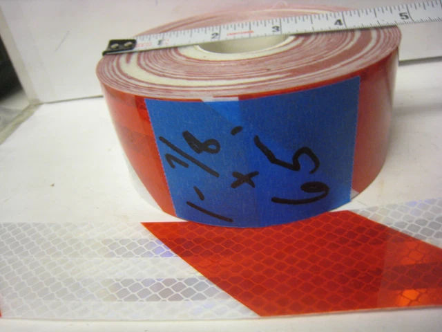 3M BRZ983L WHITE RED Reflective Diagonal Stripe  Conspicuity Tape 1-7/8" x 65'