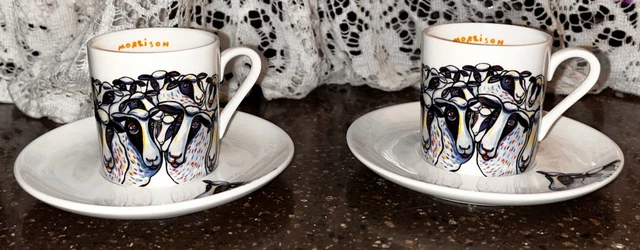 Morrison's sheep art Ireland Espresso Set Cappuccino Coffee Tea gift cups saucer