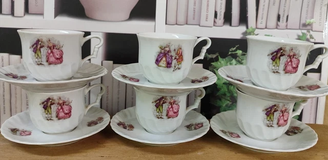 VINTAGE ANCIEN SERVICE Thé Café Porcelaine Scène Galante 12 Tasses