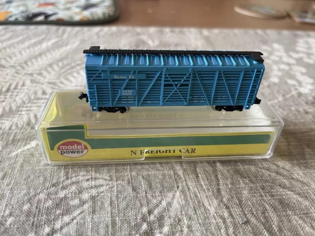 N Scale, #3555, Model Power Blue Cattle Freight Wagon, Rare, Vintage, Never Used