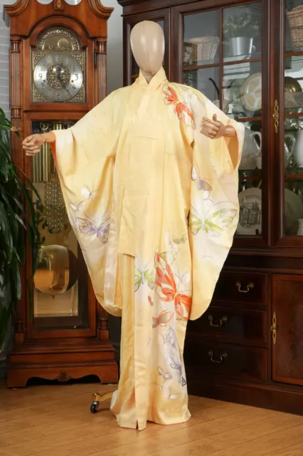 Dear Vanilla Japanese Silk Furisode Kimono Women's Authentic Japan Made Vintage