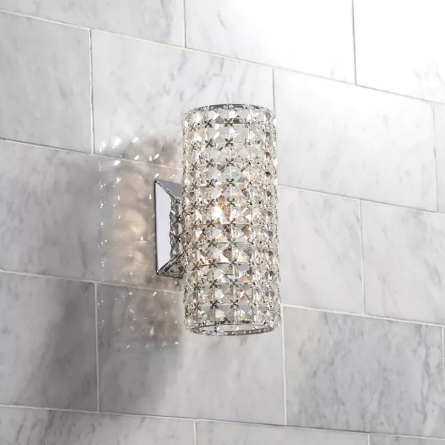 Cesenna Modern Wall Light Sconce Chrome Hardwired 4 3/4" Fixture Crystal Bedroom