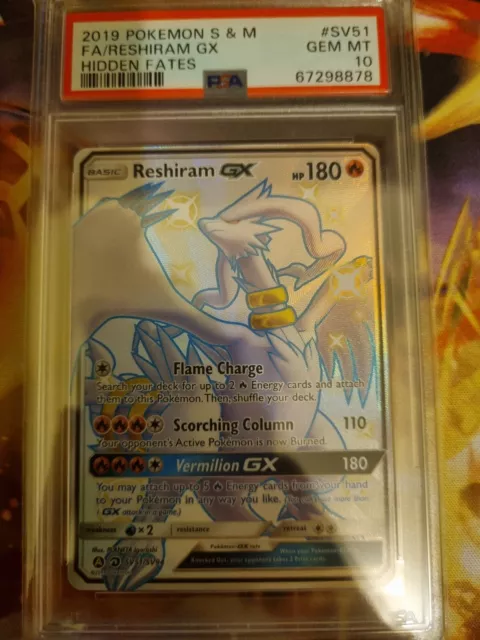 Reshiram GX 2019 Pokemon Sun and Moon Hidden Fates Shiny Vault #SV51 (PSA  10)