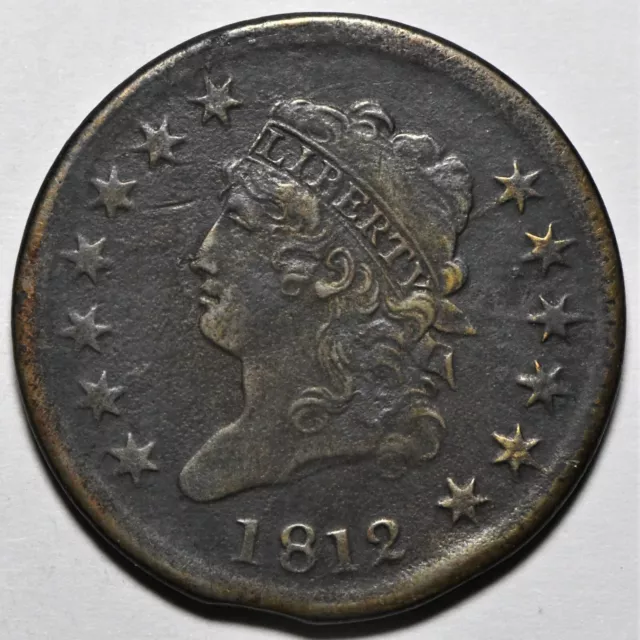 1812 classic head large cent with good color and bold details