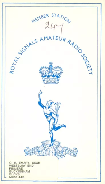 1 x QSL Card Radio UK RSARS 247 G5GH Finmere Bucks 1990 ≠ T1098