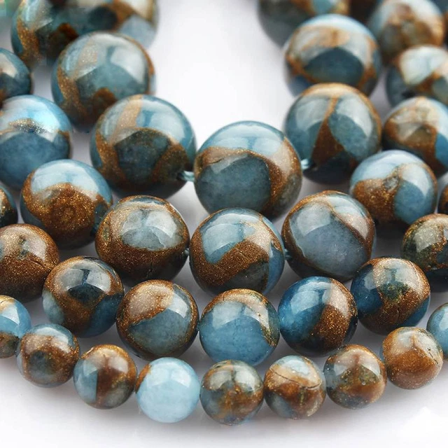 Blau Stein Perlen Runde Kugel gems,1 Strang 4mm 6mm 8mm 10mm 12mm