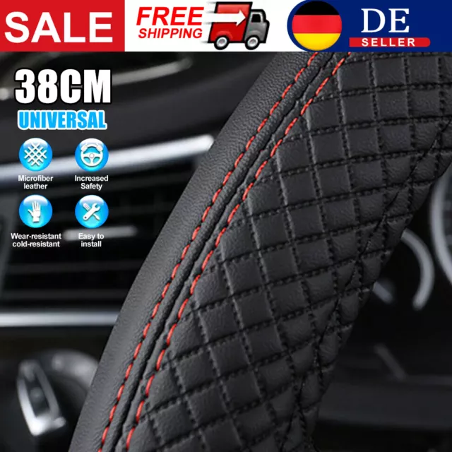 2X Auto Lenkradbezug Schwarz Lenkradschoner Lenkradschutz Lenkradhülle Ø 37-38cm