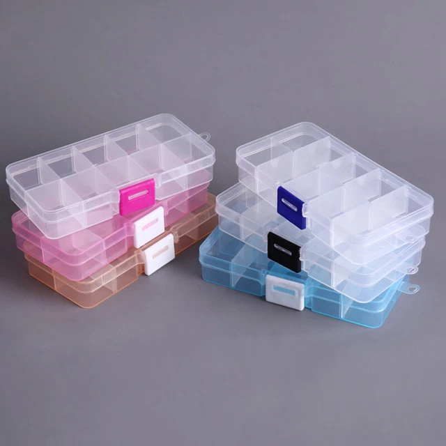 Caja de almacenamiento funda protectora 10 compartimentos joyería artesanal contenedor ajustable,