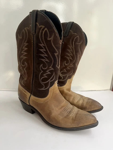 CODE WEST TOOLED Cowboy Boots Mens 10 Tan Brown Beige Western Pointed ...