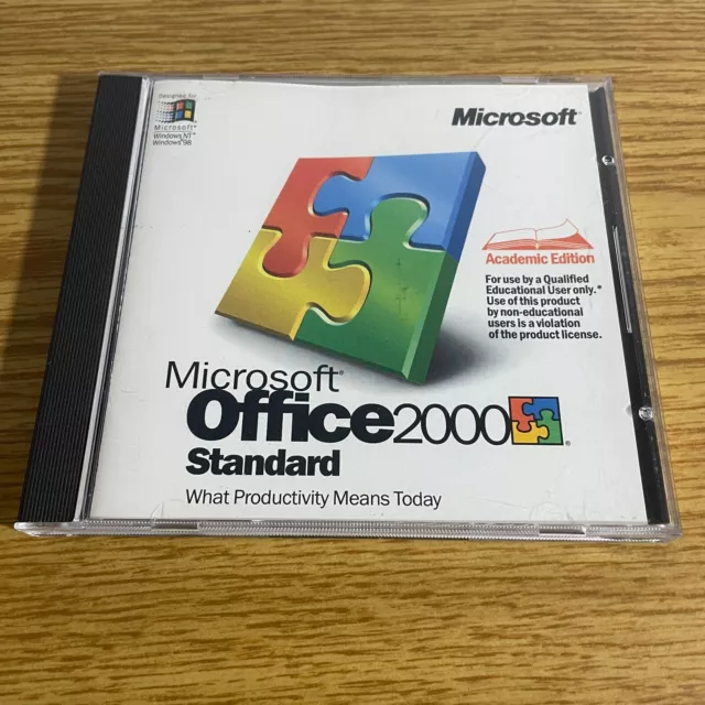 Microsoft Office 2000 Standard Full Version 1 CD in case with key Academic Ed