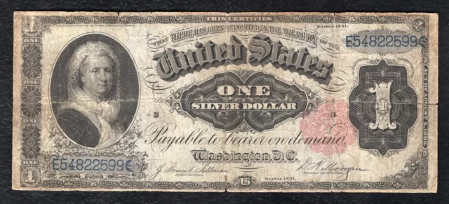 Fr. 223 1891 $1 One Dollar “Martha” Silver Certificate Currency Note