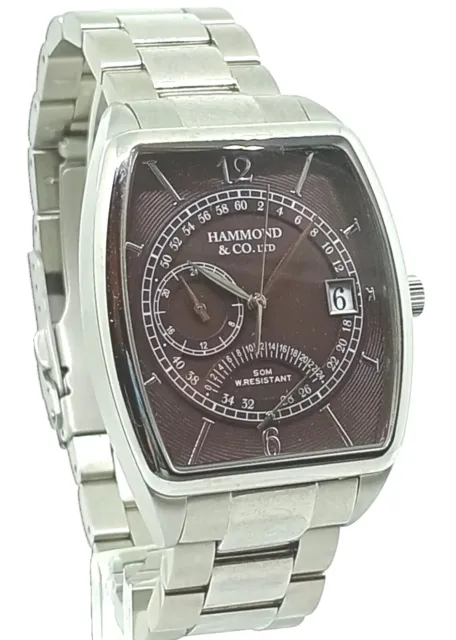 Hammond & Co by Patrick Grant Mens Stainless Steel Retrograde Watch with Box