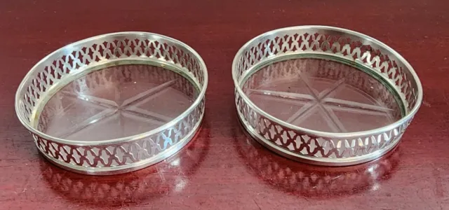 Pair(2) Of Webster Sterling Silver Crystal Ashtrays/Coasters. 3"