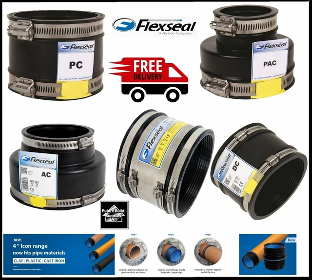 FLEXSEAL FLEXIBLE RUBBER Boot Reducer Coupling Adaptor Pipe Joiner