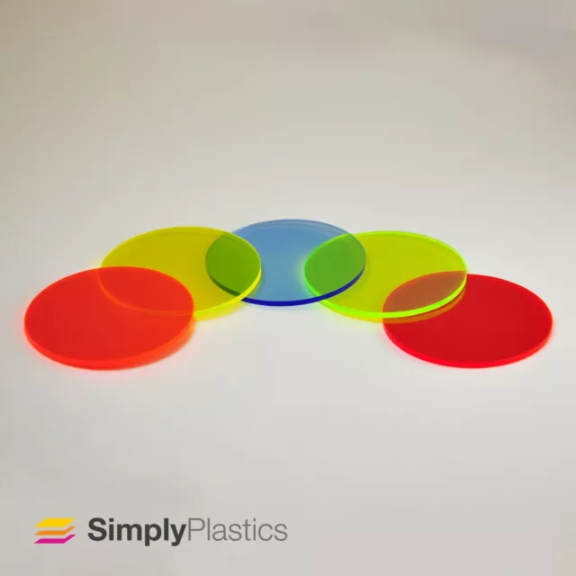 Perspex® Laser Cut Fluorescent Acrylic Plastic Disc Circle / 3mm 5mm & 10mm