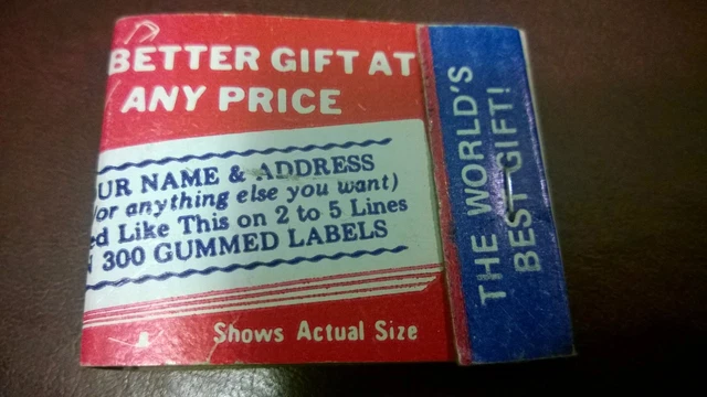Vintage " De Luxe Quality ADDRESS LABELS"" Unused  Matchbook Made in USA
