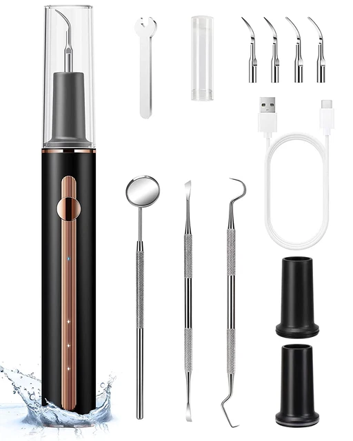 Plaque Remover for Teeth, Teeth Cleaning Kit with Ultrasonic Tooth Cleaner and D