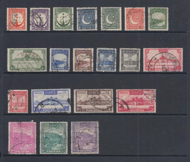 Pakistan: 1948 Full Set of 20 Stamps to 25 Rupees Fine Used EL019