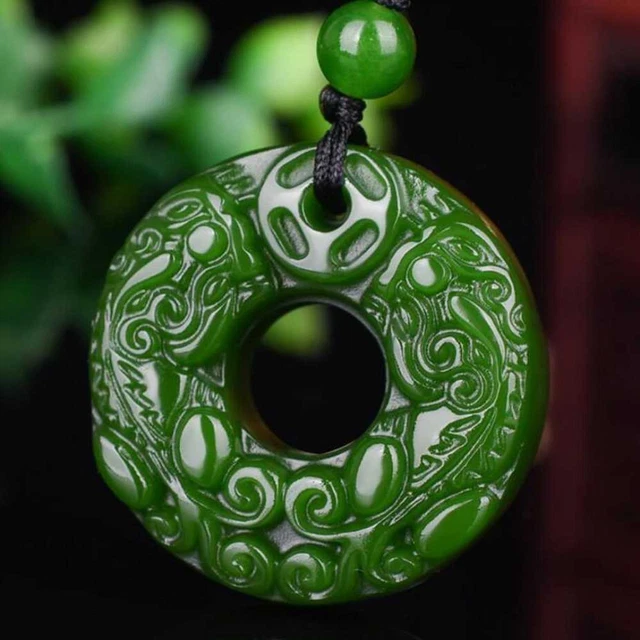 Exquisite Natural Green jade chalcedony PI XIU RING pendant Healing Dragon