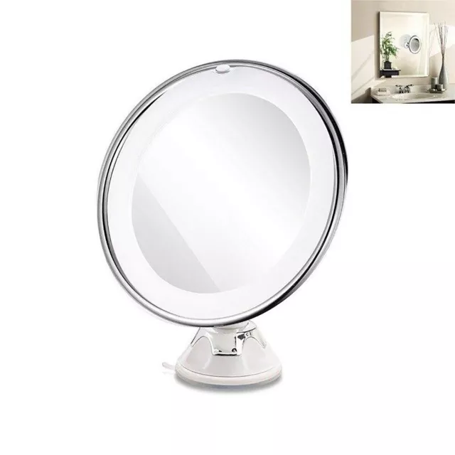 Espejo Maquillaje Luz LED Ventosa Zoom 10X Maquillaje Flexible Baño 17CM