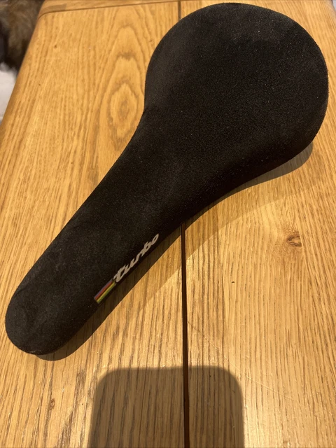 Selle Italia TURBO Vintage Sattel schwarz Suade Made in Italy 1991 fast neuwertig.
