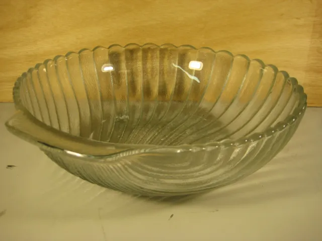 Large Pressed Glass Seashell Snack or Salad Serving Bowl