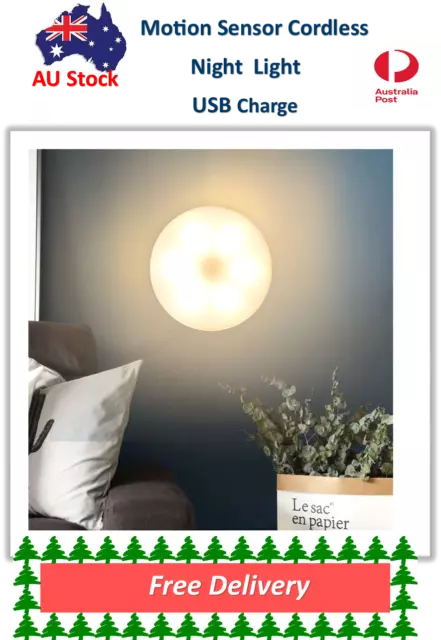 Wireless Body Motion Sensor LED Night Light Stair Wall Lamp USB Powered Magnetic