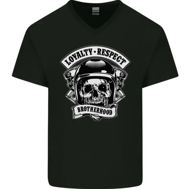 Respect Brotherhood Motorcycle Biker Bike Mens V-Neck Cotton T-Shirt