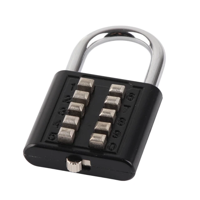 10 Digits Push Button Padlock Zinc Alloy Steel Keyless Resettable Lock Outdoor