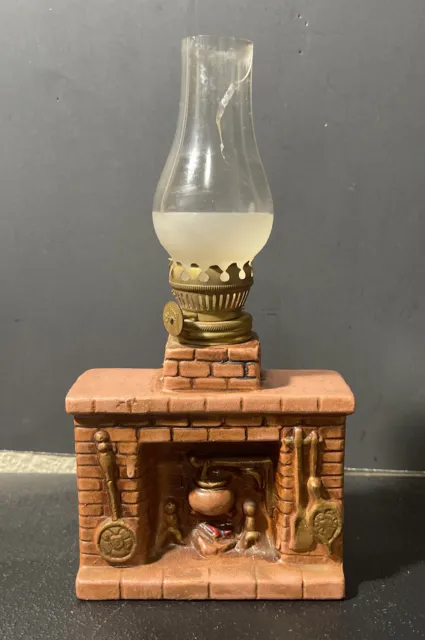 Antique￼ Miniature Oil Lamp Figure - Unique Fireplace Shape