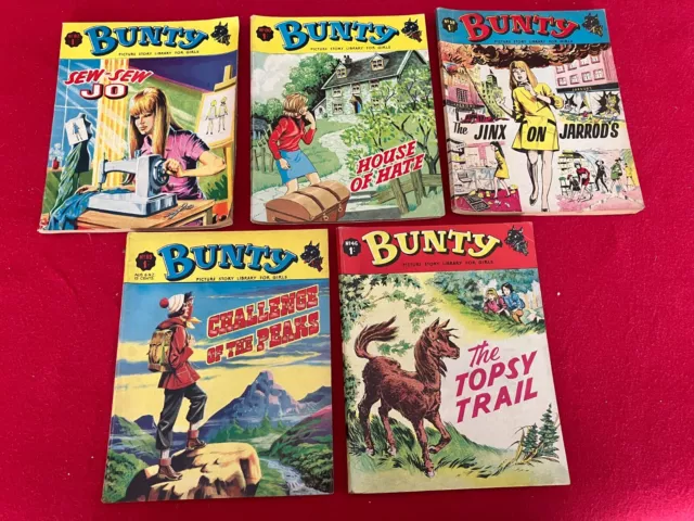 Collection of 5 Vintage UK 60s & 70s BUNTY Picture Story Library For Girls