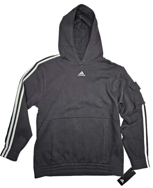 adidas cargo 3S hood pullover size boys youth XL 18/20  pullover hoodie black