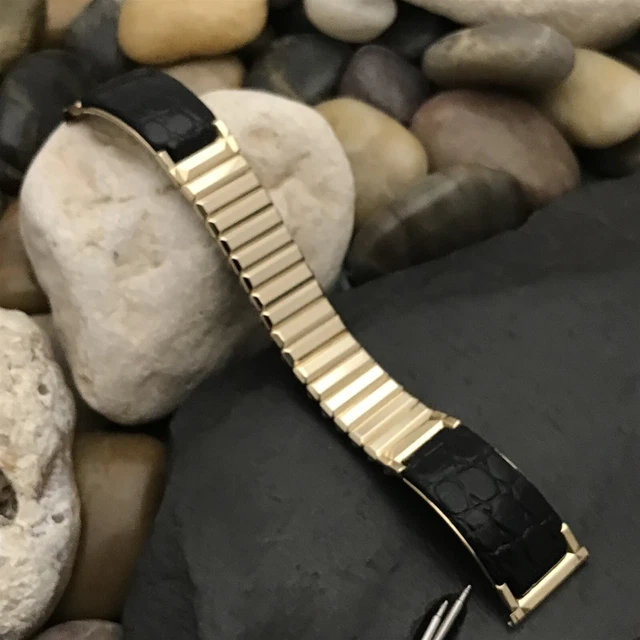 Kreisler 10k Gold-Filled & Alligator Grain nos unused 1950s Vintage Watch Band