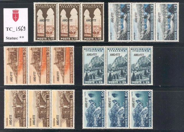 TC_1569. TRIESTE FTT. Blocks 1954 ITALIA TURISTICA set. Sas 188-193. MNH