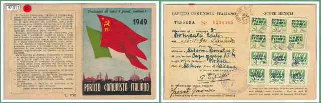 61011 - vintage document  TESSERA D'EPOCA - Partito COMUNISTA ITALIANO 1949