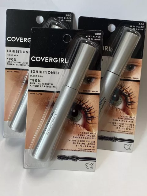 3 pack Covergirl Exhibitionist Mascara - #800 VERY BLACK  NEW