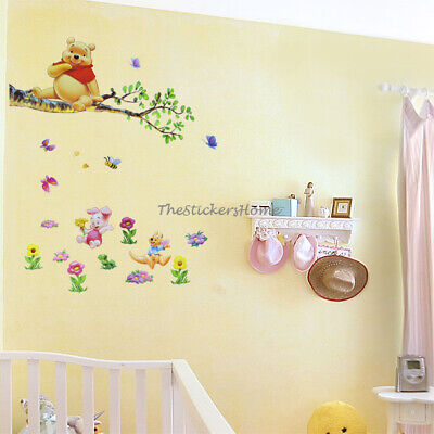 2PCS WINNIE THE POOH Baby Kids Nursery Wall Art Deco Mural Sticker Home Decor